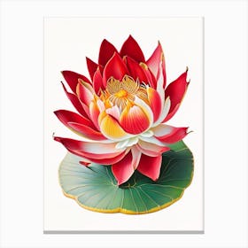 Red Lotus Decoupage 1 Canvas Print