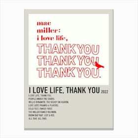 I Love Life, Thank You 2022 Poster 1 Canvas Print