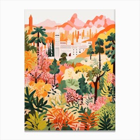 Gardens Of Alhambra Spain Modern Illustration 1 Canvas Print