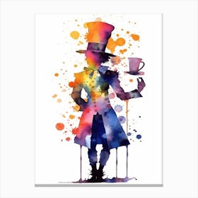 Alice In Wonderland Colourful Watercolour Mad Hatter Canvas Print