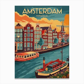 Amsterdam Vintage Travel Poster Canvas Print