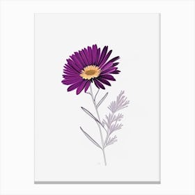 Aster Floral Minimal Line Drawing 1 Flower Canvas Print