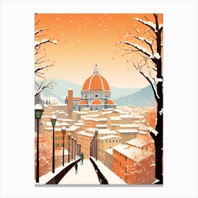 Vintage Winter Travel Illustration Florence Italy 3 Canvas Print
