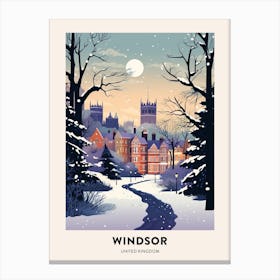 Winter Night  Travel Poster Windsor United Kingdom 3 Canvas Print
