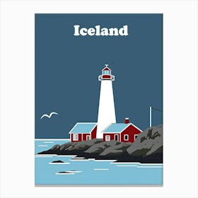 Iceland Lighthouse Vintage Travel Poster Canvas Print