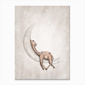 Sweet Dreams Giraffe On The Moon Canvas Print