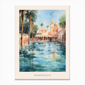 Swimming In Marrakech Morocco 2 Watercolour Poster Canvas Print