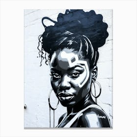 Graffiti Mural Of Beautiful Black Woman 11 Canvas Print