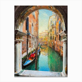 A Venetian Canal With Gondolas And Historical Architecture Canvas Print