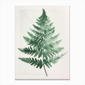 Green Ink Painting Of A Royal Fern 1 Canvas Print