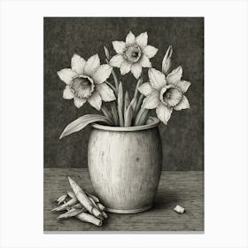 Daffodils In A Pot Canvas Print