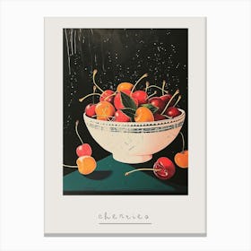 Art Deco Cherries In A Bowl Poster Canvas Print