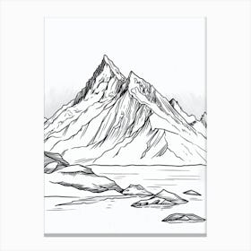 Mount Logan Canada Line Drawing 4 Canvas Print