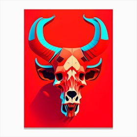 Animal Skull Red Pop Art Canvas Print