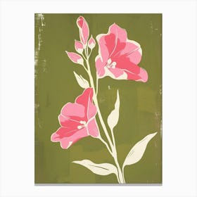 Pink & Green Larkspur 2 Canvas Print