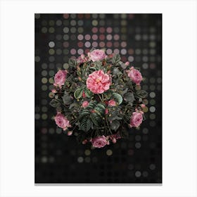Vintage Pink Wild Rose Flower Wreath on Dot Bokeh Pattern n.0168 Canvas Print