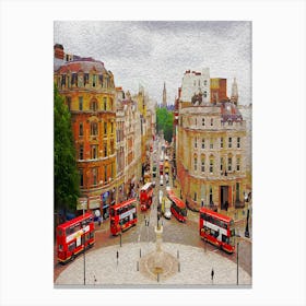 Whitehall Of Buses And Big Ben Canvas Print