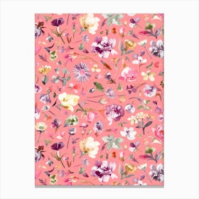Flower Buds Coral Pink Canvas Print