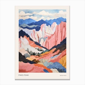 Pikes Peak United States 1 Colourful Mountain Illustration Poster Canvas Print
