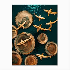 Gold Sharks 1 Canvas Print