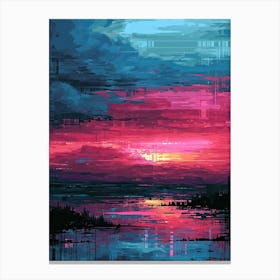 Sunset Painting | Pixel Art Series Canvas Print