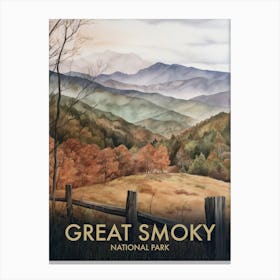 Great Smoky National Park Vintage Travel Poster 6 Canvas Print