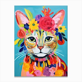 Singapura Cat With A Flower Crown Painting Matisse Style 3 Canvas Print