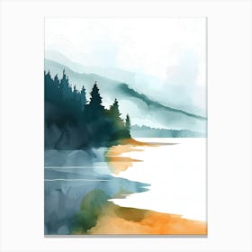 Watercolor Of A Lake Canvas Print