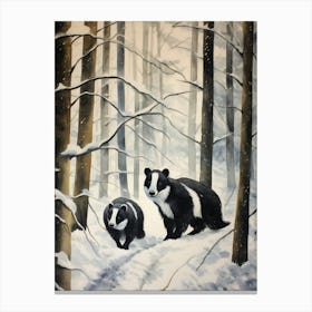 Winter Watercolour Skunk Canvas Print