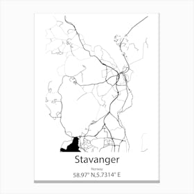 Stavanger,Norway Minimalist Map Canvas Print