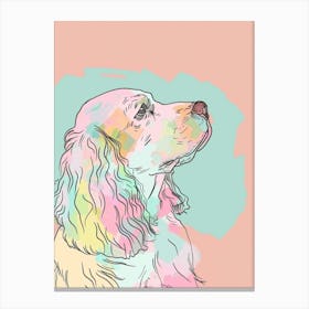 English Cocker Spaniel Dog Pastel Line Illustration 2 Canvas Print