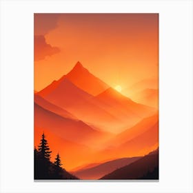 Misty Mountains Vertical Composition In Orange Tone 61 Canvas Print