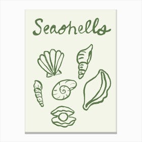 Seashell Doodles, Seashell Line Art, Minimalism Seashell Design 10 Canvas Print