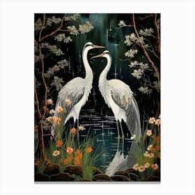 Crane Tsuru Japanese Style Illustration 8 Canvas Print