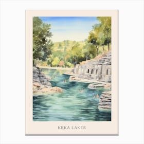 Swimming In Krka Lakes National Park Croatia Watercolour Poster Canvas Print