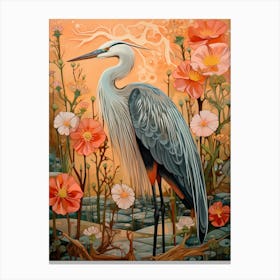 Great Blue Heron 7 Detailed Bird Painting Canvas Print