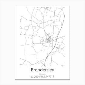 Bronderslev,Denmark Minimalist Map Canvas Print