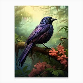 Vivid Canopy: Purple-Throated Fruitcrow Wall Print 1 Canvas Print