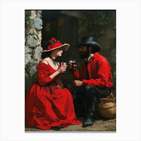 Peon De Chacra Brindando Con La Hija De La Dueña Canvas Print