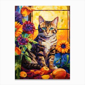 Cat With Flowers Canvas Print