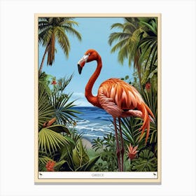 Greater Flamingo Greece Tropical Illustration 5 Poster Canvas Print