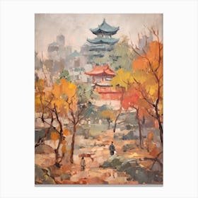 Autumn City Park Painting Jingshan Park Beijing China 3 Canvas Print