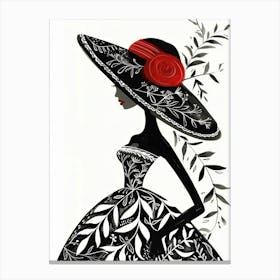 Mexican Woman In Hat Canvas Print