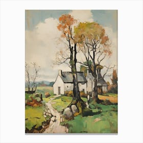 Small Cottage And Trees Lanscape Painting 2 Canvas Print