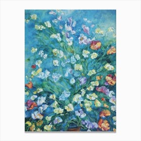 Sweet Pea Floral Print Bright Painting Flower Canvas Print