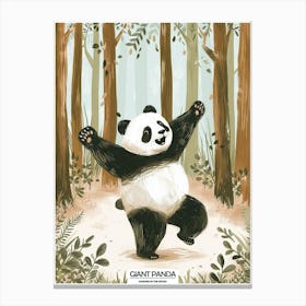Giant Panda Dancing In The Woods Poster 1 Canvas Print