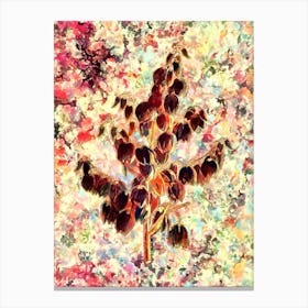 Impressionist Aloe Yucca Botanical Painting in Blush Pink and Gold Canvas Print
