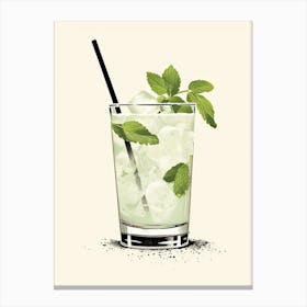 Illustration Mint Julep Floral Infusion Cocktail 4 Canvas Print