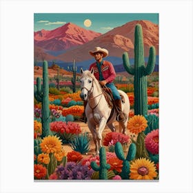 Cowboy In The Desert 13 Canvas Print