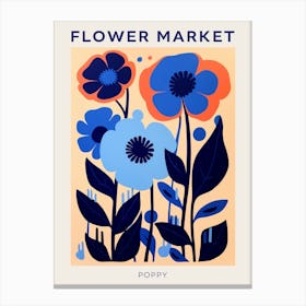 Blue Flower Market Poster Poppy 3 Canvas Print